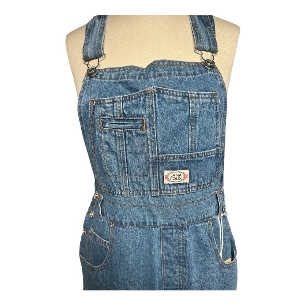 NEW- Blue Denim Overalls with Adjustable Straps Women’s size XL - Picture 2 of 10